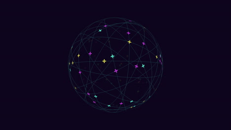 complex network interconnected lines and dots forming circular shape