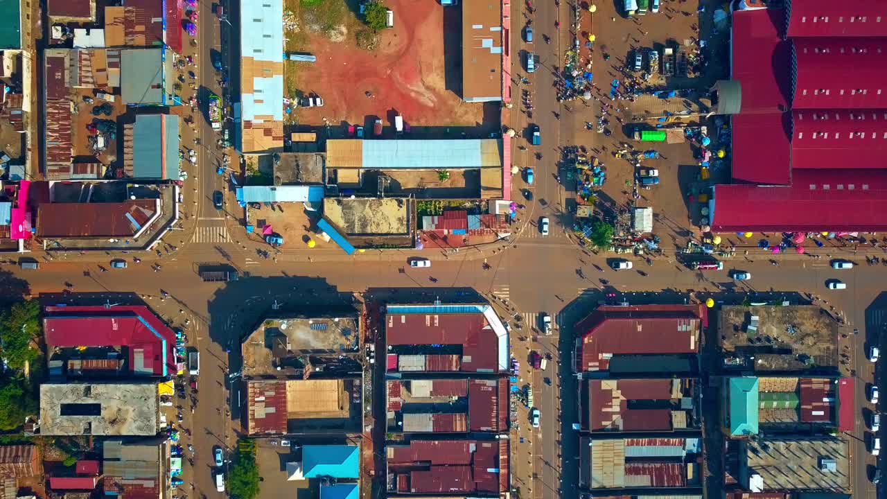 Top Down Drone Shot Of Gulu Town In Uganda
