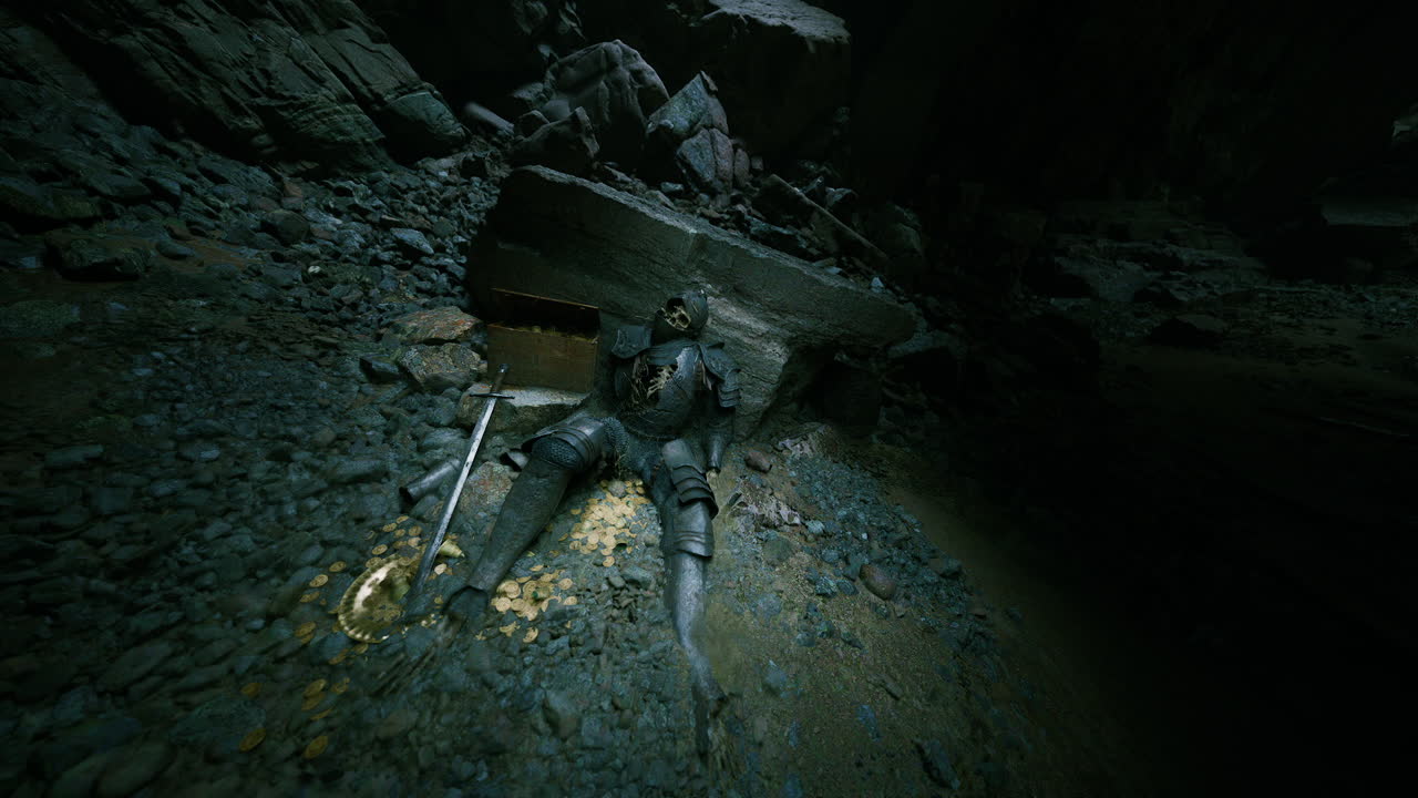 Dead knight discovered in an ancient cave revealing lost treasures