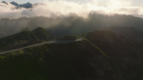 drone flight over the curvy road in madeira portugal