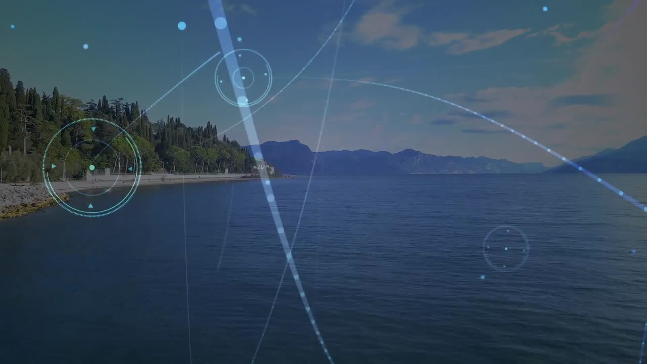 animación de redes de conexiones sobre el paisaje