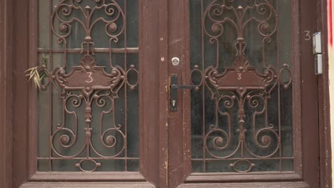 close up of old wooden entrance door
