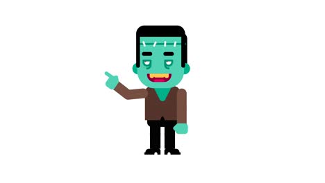 el monstruo se alegra y señala con el dedo. personaje de halloween. canal alfa.