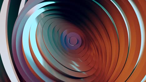 abstract pattern of circles with the effect of displacement. modern teal orange light. clean rings animation. abstract background for business presentation. seamless loop 4k 3d render