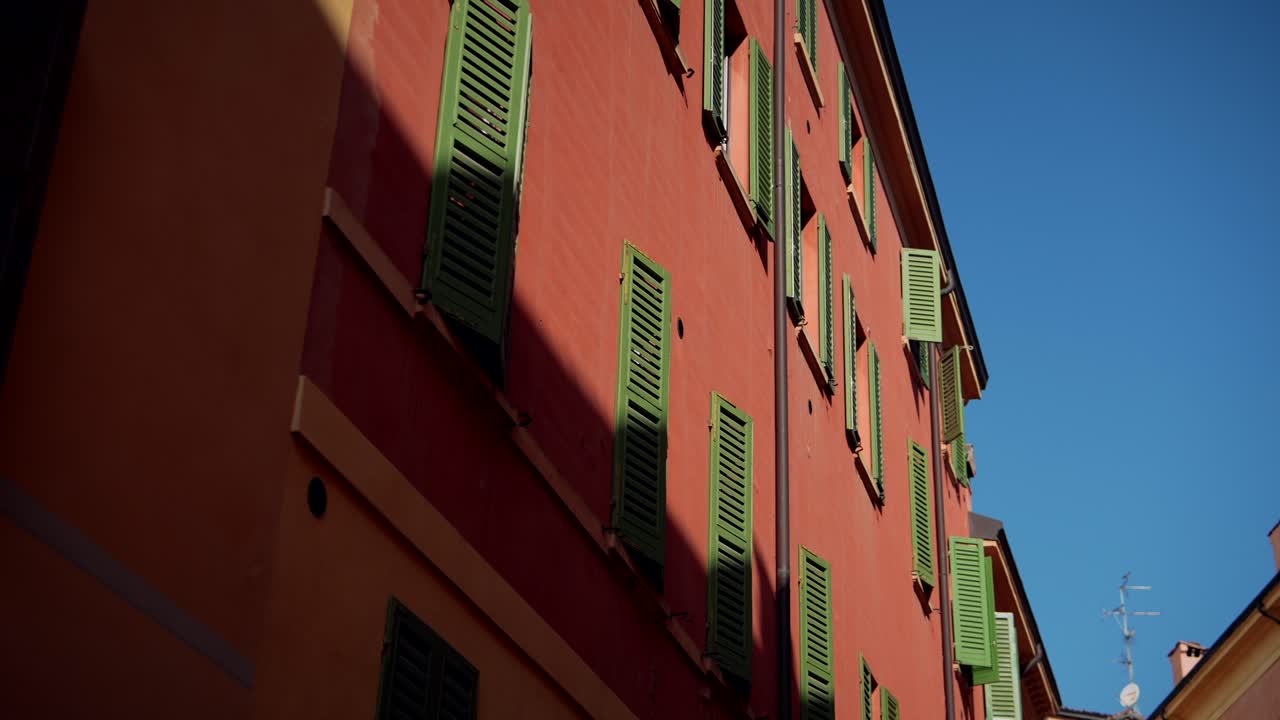 Red Building with Green Shutters