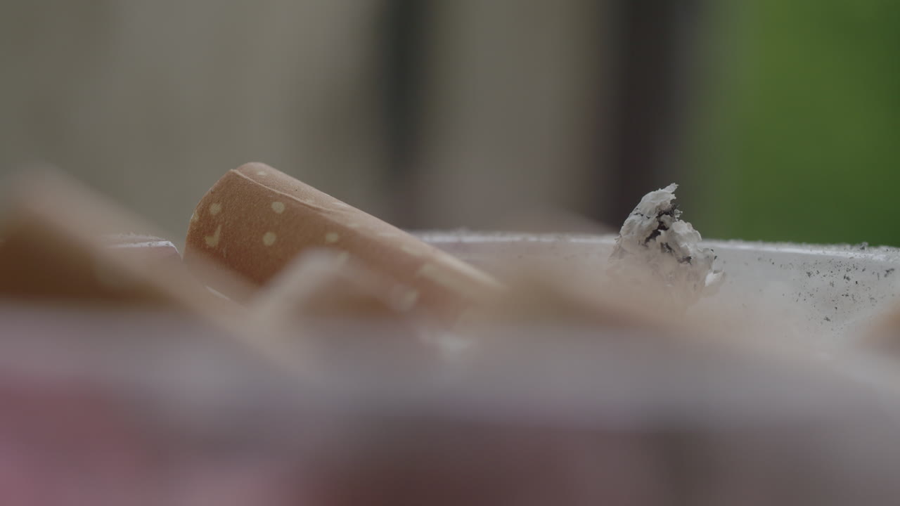 재떨이에 재가 된 담배