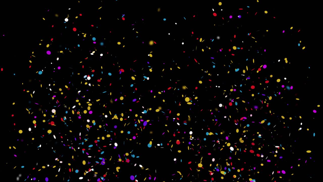coloridas partículas de confeti aisladas explosiones popper cayendo 4k animación canal alfa mate