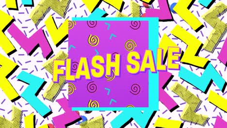 Animation-Von-Flash-Sale-Text-über-Retro-Formen-In-Lebendigen-Farben