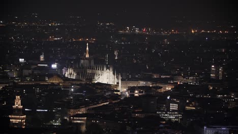 nightscape of milan city and duomo, view from above