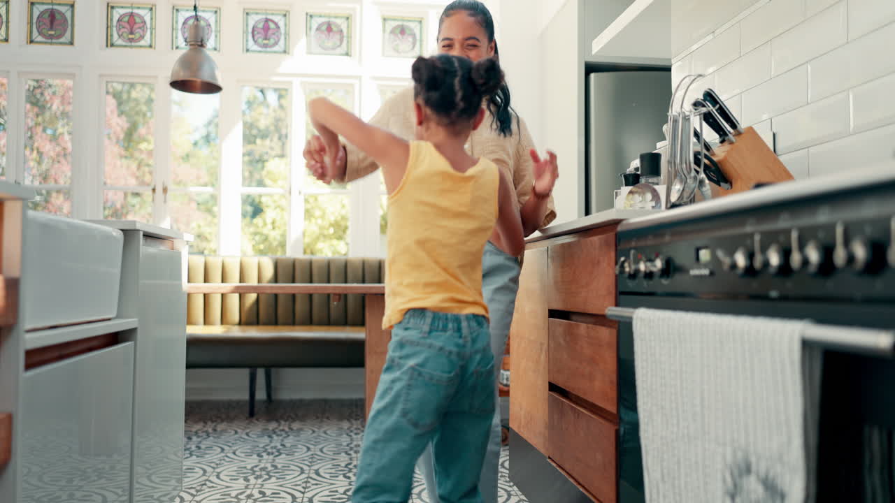 Playful, dance and mother with her kid