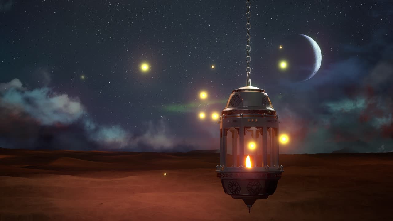 Lanterna del Ramadan nel Deserto di Notte