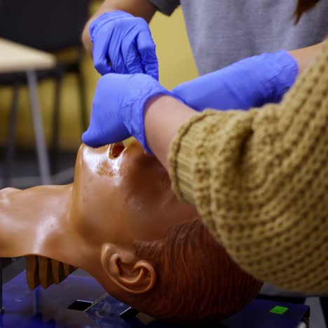 close-up detail of a training dummy. medical doll ready for a training. healthcare and education concept