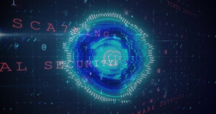 Animation of text with globe and network of connections