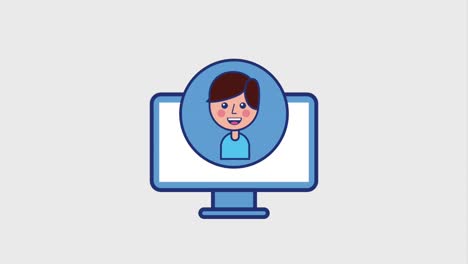 personaje de niño en la pantalla de la computadora
