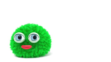 personaggio di cartone animato peloso con sfondo bianco, rendering 3d.