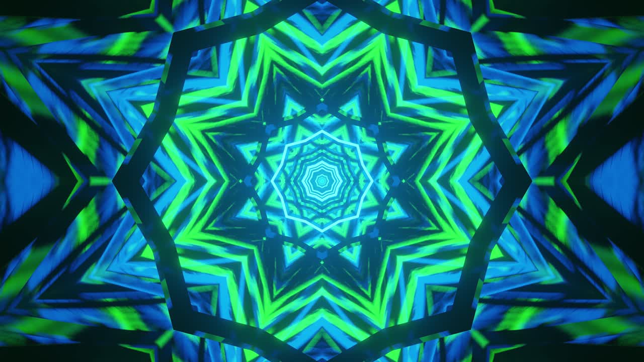 animación que representa la liberación de energía del núcleo central interno a través de símbolos de colores brillantes