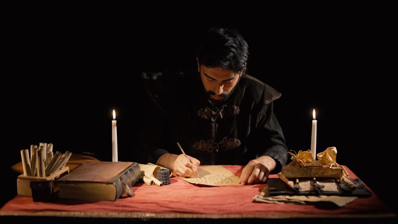 고대 시대에 편지를 쓴 것. 오래된 역사적 장소.