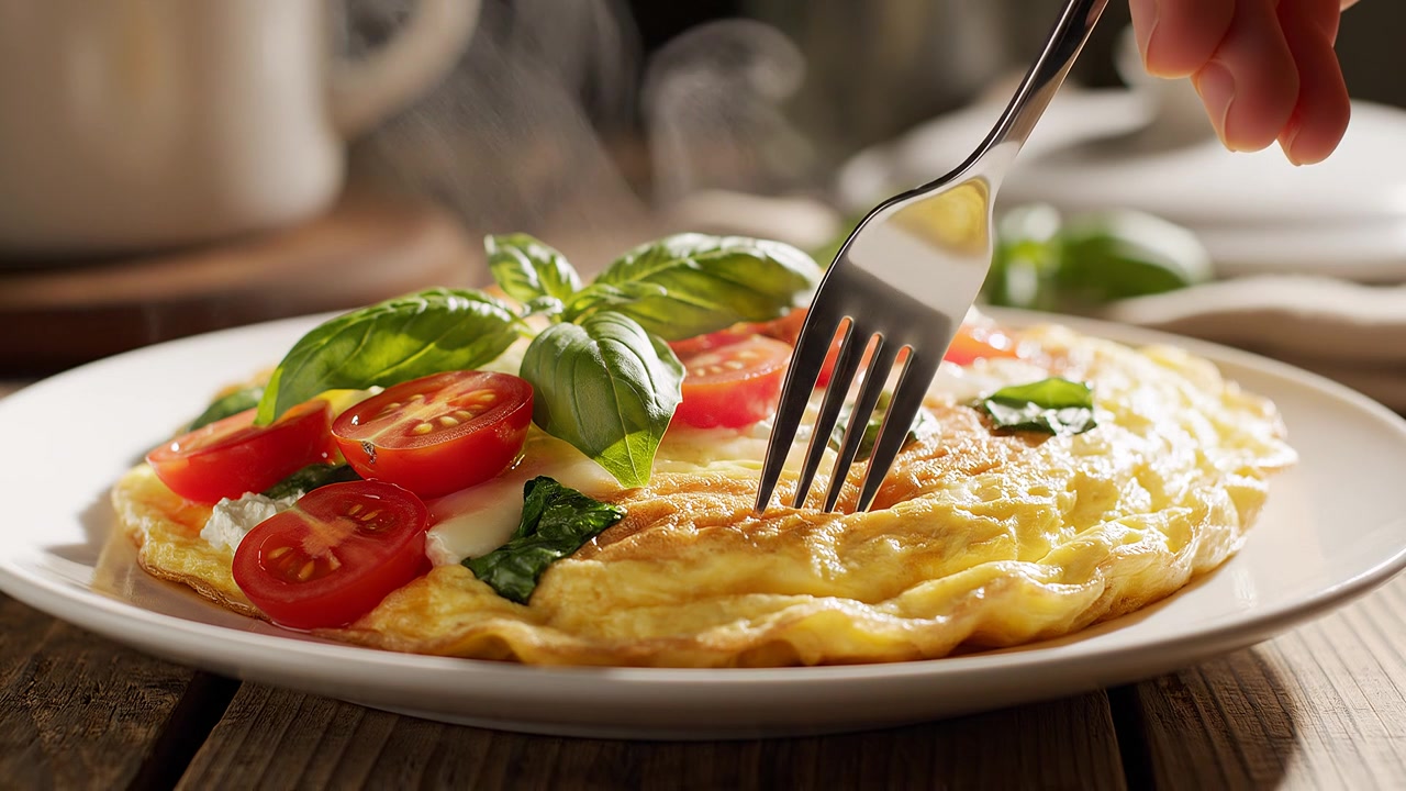 Frittata fresca con pomodorini, basilico e formaggio bianco