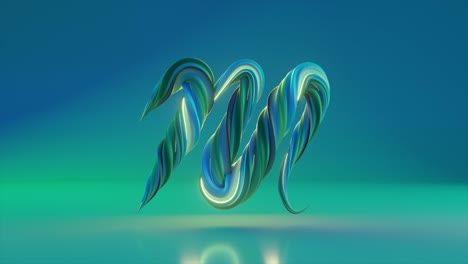 colección alfabeto vivo. letras retorcidas únicas. azul. letra m. animación 3d de bucle sin costuras con alfa mate