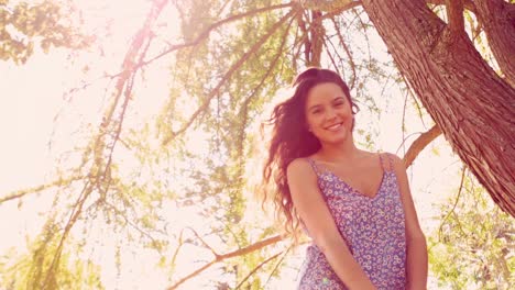 pretty brunette smiling at camera