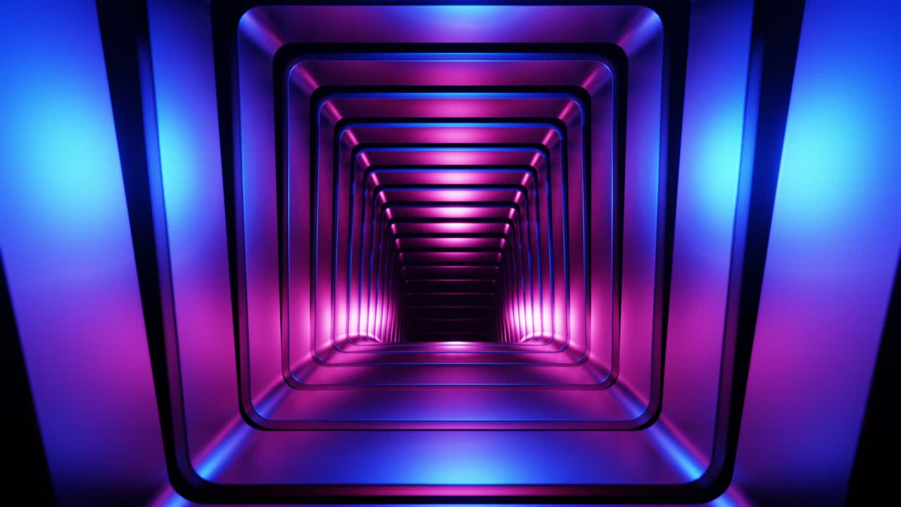 volando en un túnel de forma cuadrada. animación en bucle infinito.