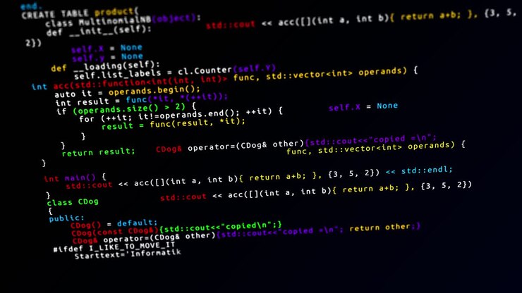 Software codes sliding on the screen scrolling through a page of html code loop animation code
