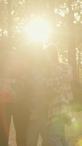 friends enjoying a hike in the woods