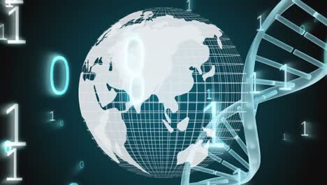 Globus-Mit-DNA-Modell-Und-Binärcodes