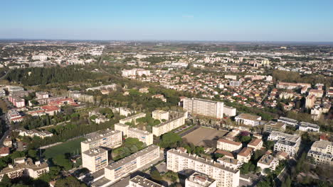 beaux arts neighbourhood in montpellier aerial drone view house and buildings