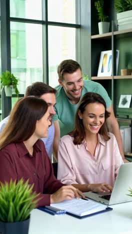 young business people in office working together.