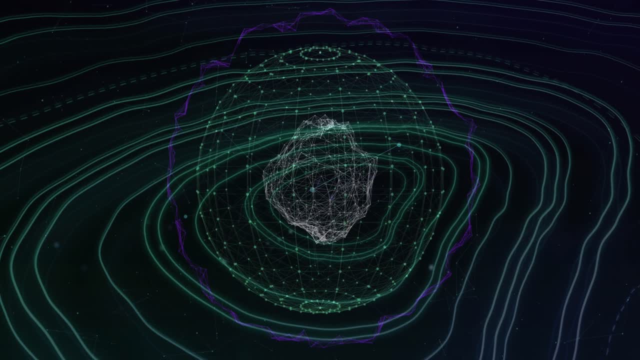 검은 바탕에 토포그래피에 대한 연결 네트워크의 지구