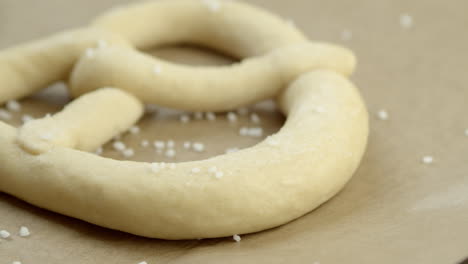 macro shot of frozen pretzels with salt on them