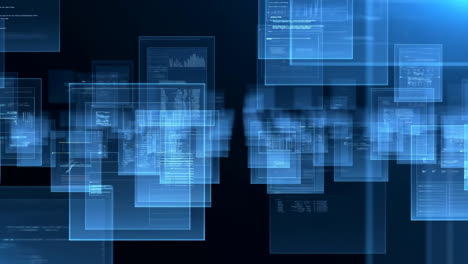 abstract digital data interface with blue glowing screens