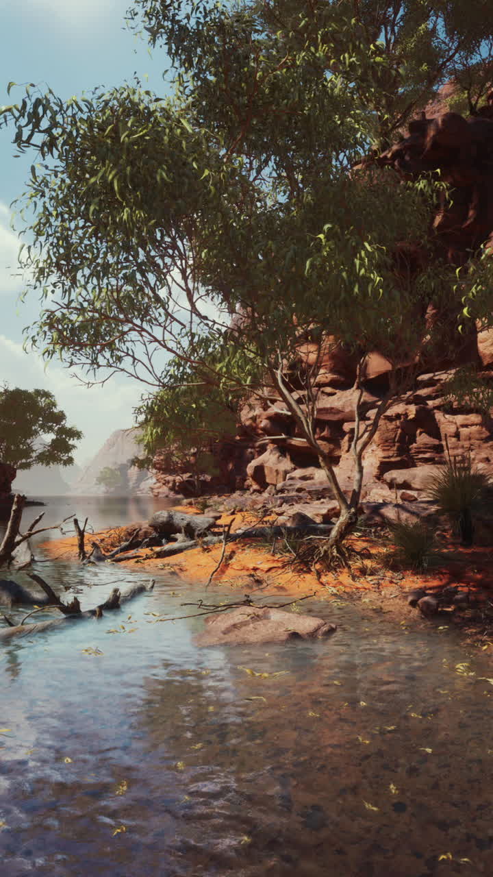 paisaje tranquilo del cañón con un arroyo