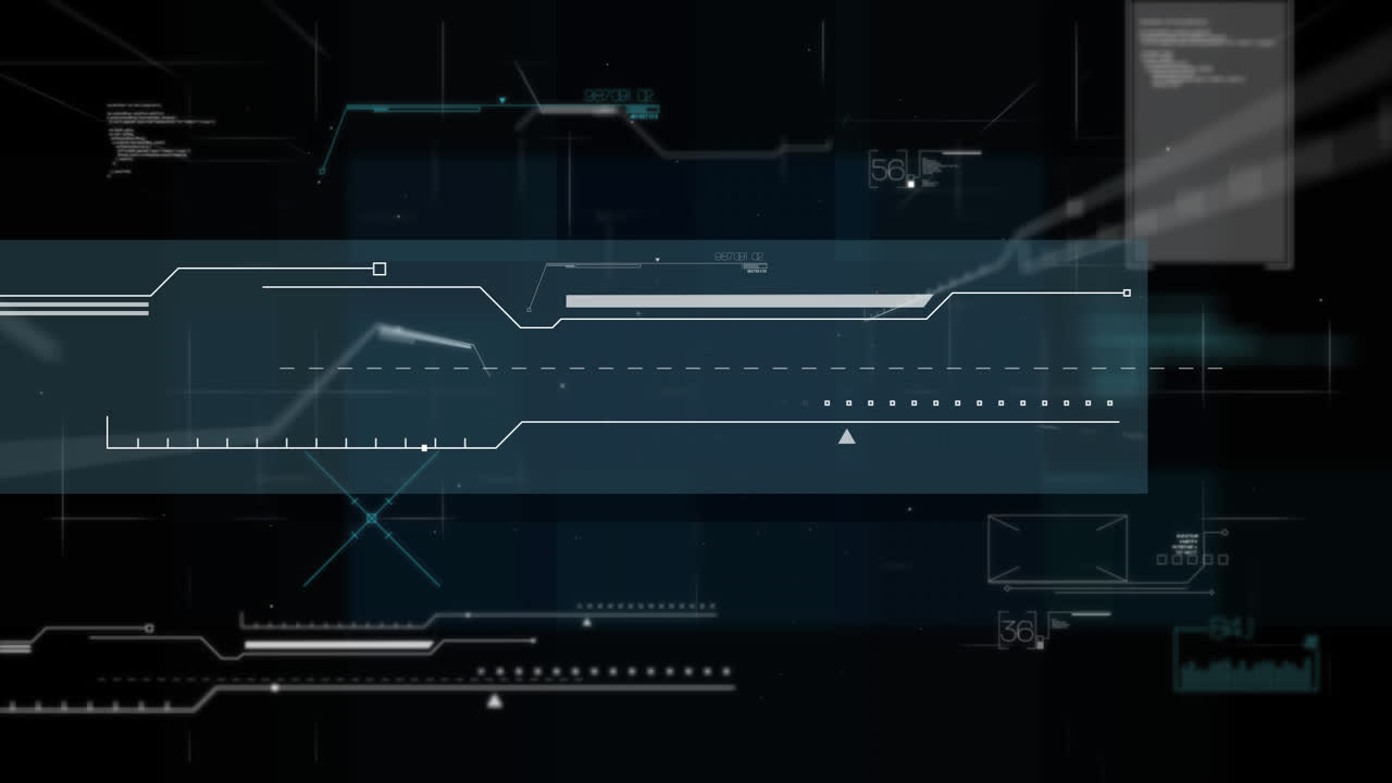Animation of data processing on black background
