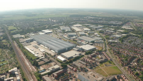 circling aerial shot over basingstoke warehouse district