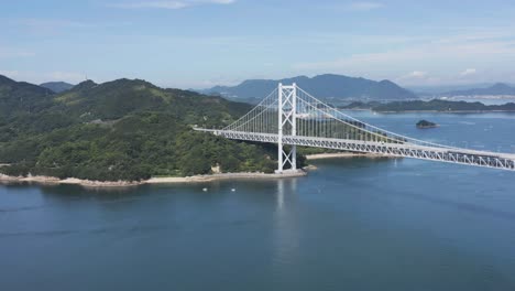 4k aerial view of bridge on japans shimanami kaido expressway