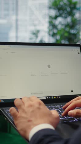 vertical video bucharest, romania - july 30th 2024 - person typing into an ai chatbot system