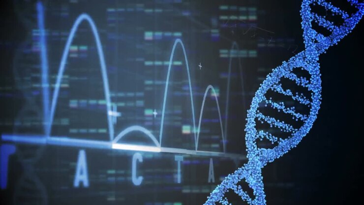 Animation of dna strand spinning and medical data processing