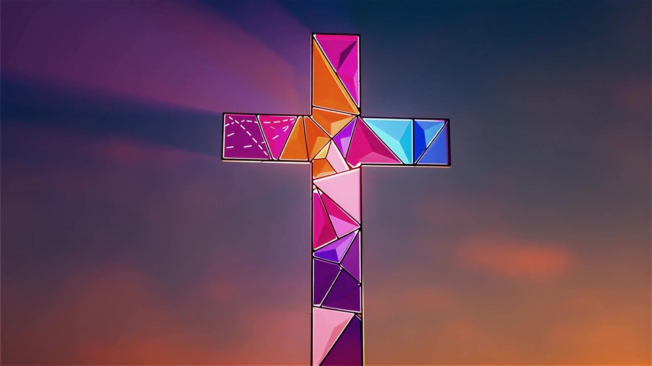 Cruz Cristiana con Luz Celestial, Fondo para Adoración.
