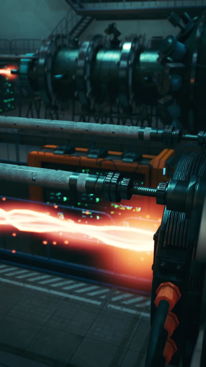 Futuristic Industrial Machine with Glowing Red Light