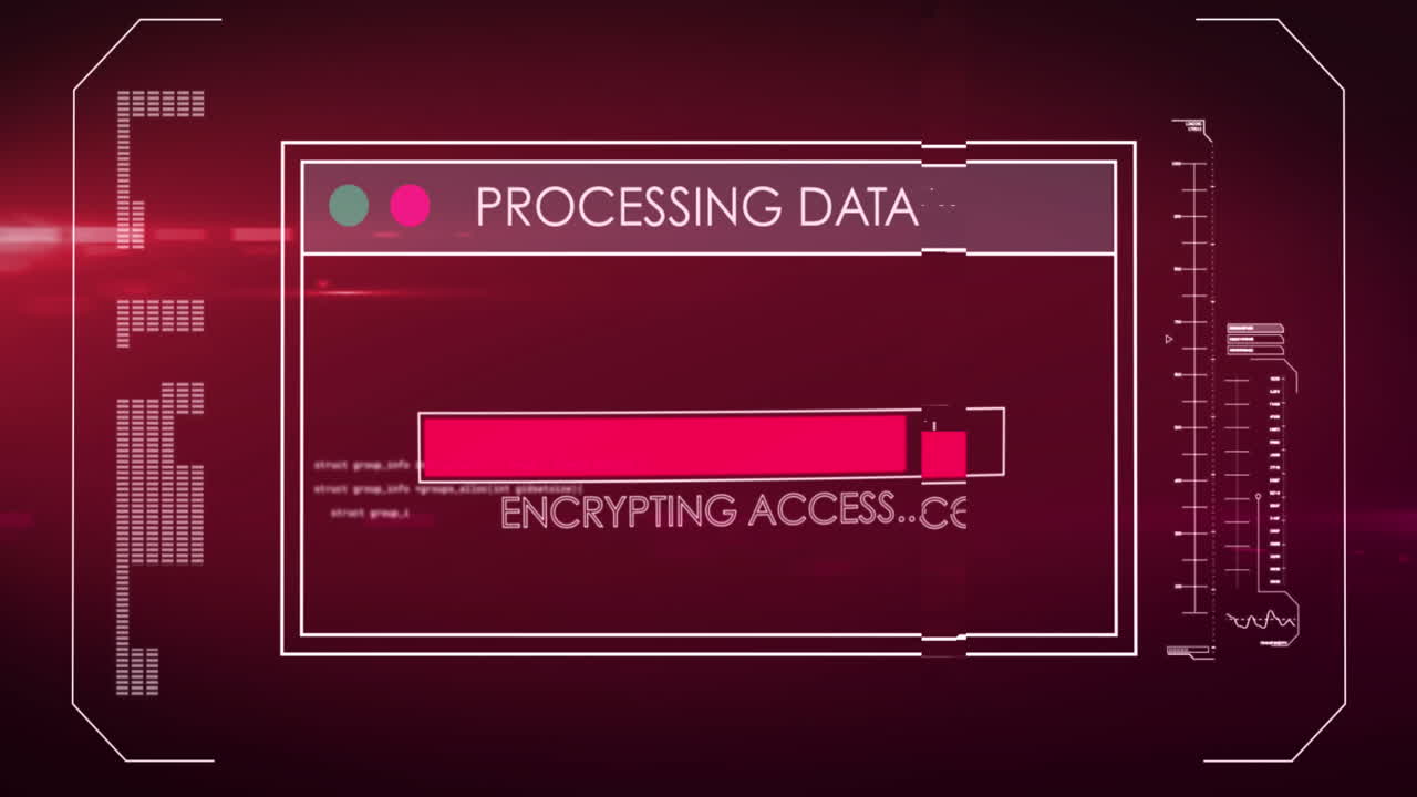 빨간색 배경에 데이터 처리의 애니메이션