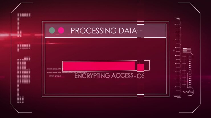 Animation of data processing on red background