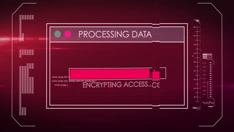 animación del procesamiento de datos sobre fondo rojo