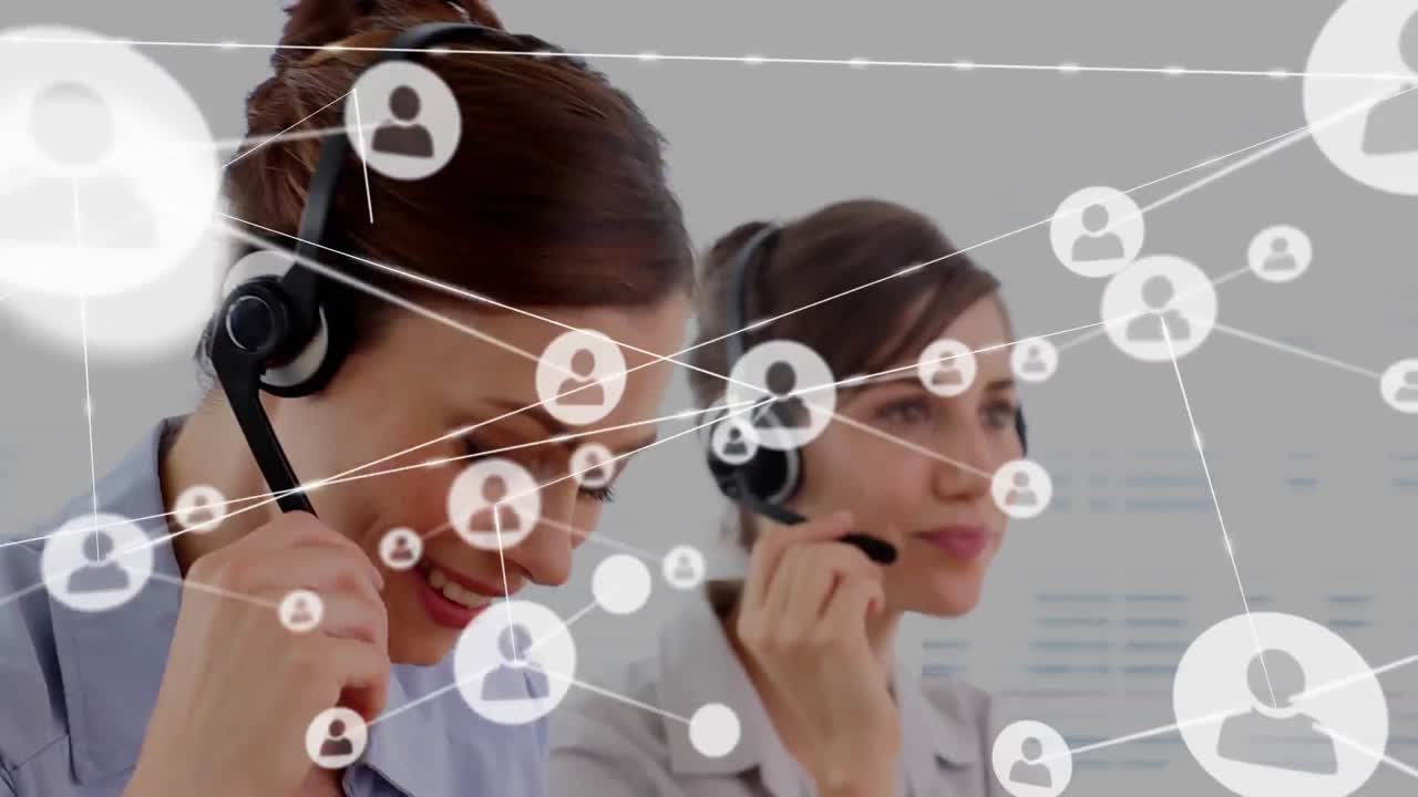 conectores en movimiento y datos digitales sobre las mujeres que trabajan