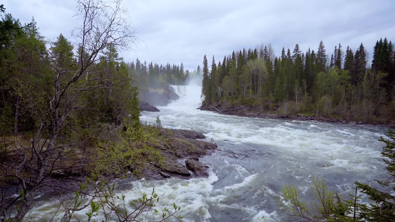 Ristafallet waterfall in the western part of Jamtland is listed as one of the most beautiful waterfalls in Sweden.