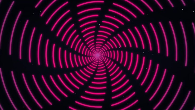 Túnel espiral neon abstrato com mudança de cor pulsante