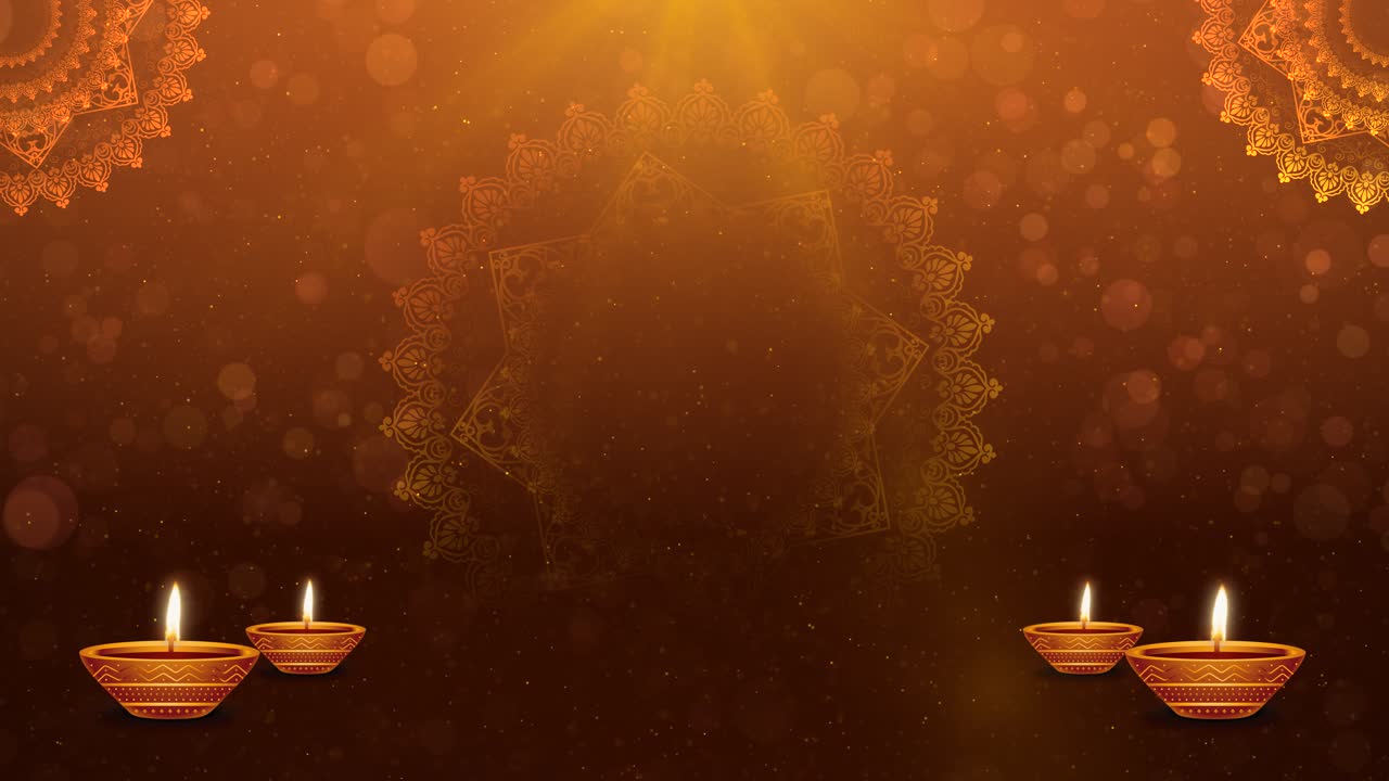 Sfondo animato di auguri di buon Diwali con lampada diya. Animazione di buon Deepavali