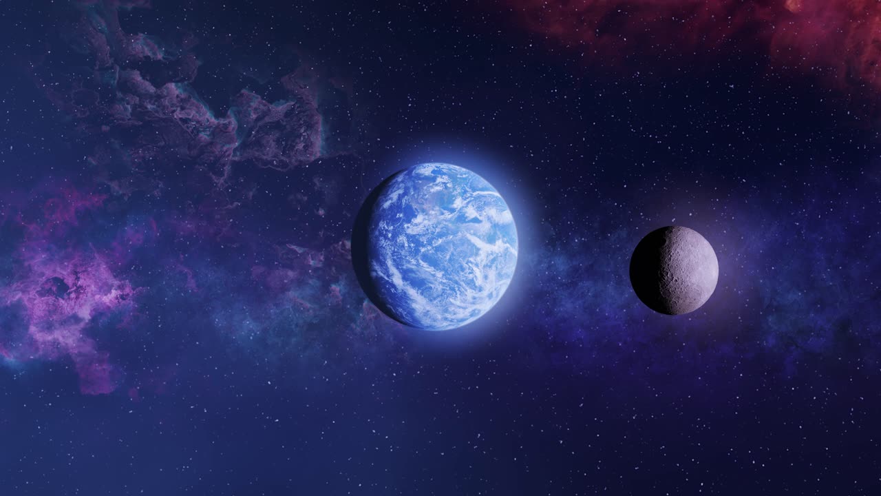 la tierra y la luna en la nebulosa del espacio profundo