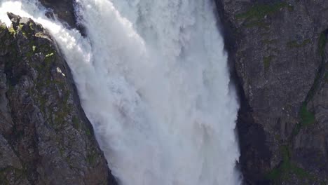 slow motion close-up of massive waterfall vøringsfossen